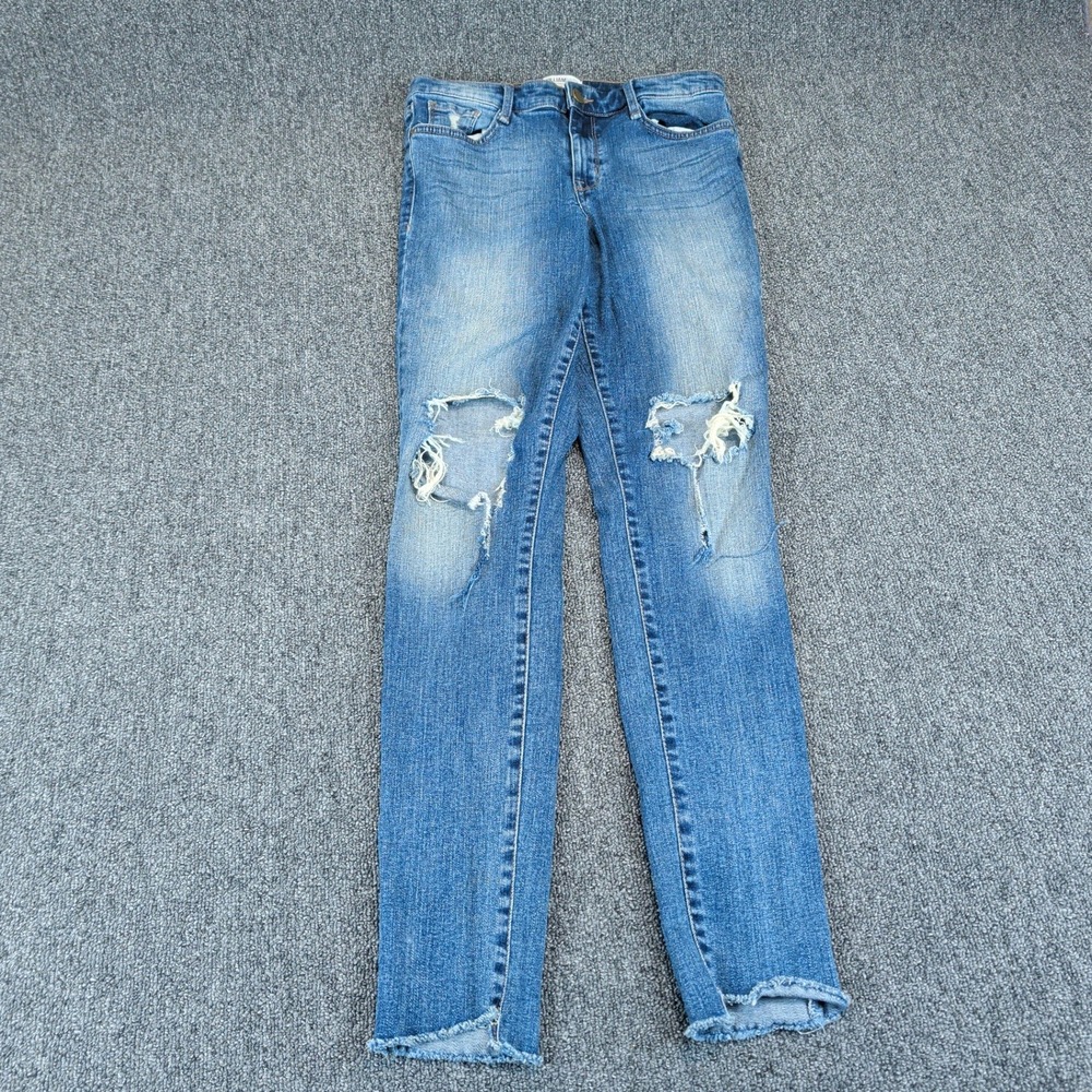 William Rast Women Jeans 26 Cotton Blue Distressed Sculpted High Rise Skinny Hem — photo 2
